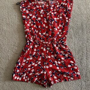 Stylish Red Floral One Piece